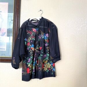 Vintage Lady Winn California by Teddi Blouse Womens Floral Birds